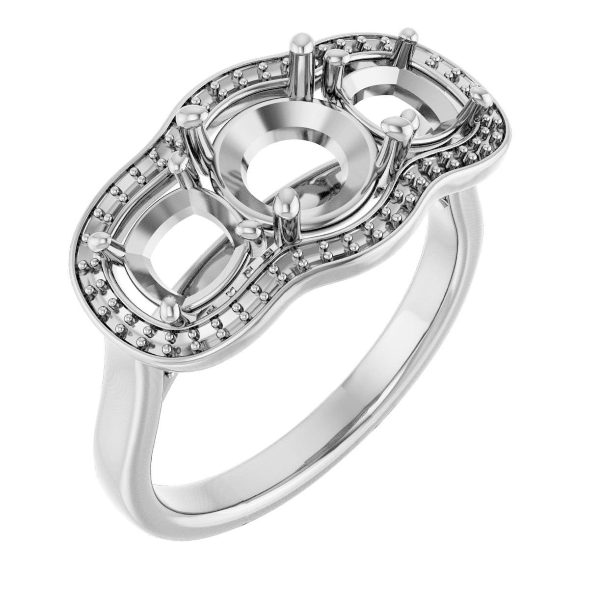 Three-Stone Halo-Style Engagement Ring