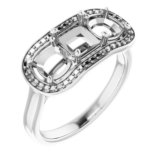Three-Stone Halo-Style Engagement Ring