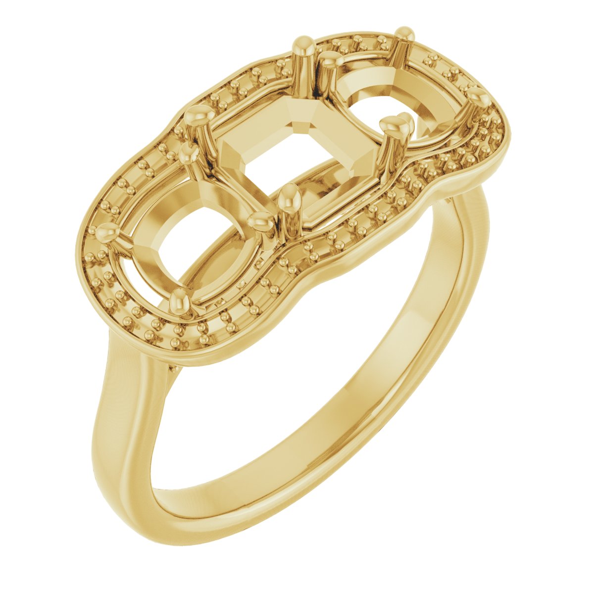 Three-Stone Halo-Style Engagement Ring