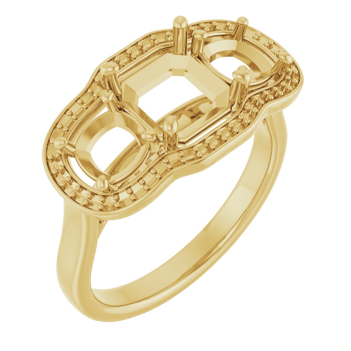 Three-Stone Halo-Style Engagement Ring