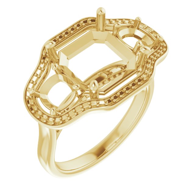 Three-Stone Halo-Style Engagement Ring