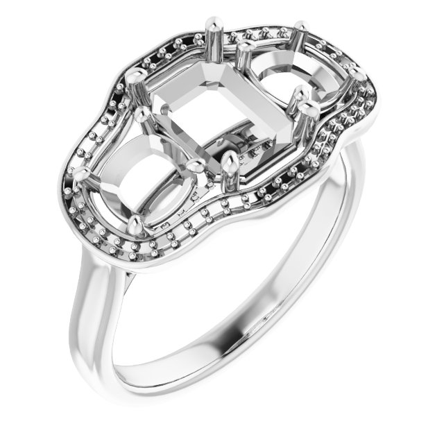 Three-Stone Halo-Style Engagement Ring