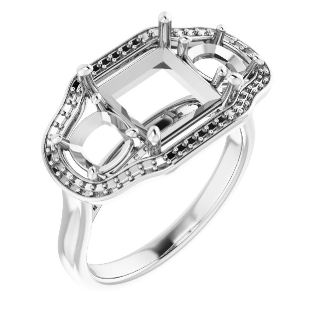 Three-Stone Halo-Style Engagement Ring