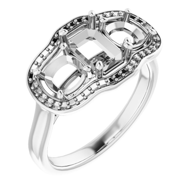 Three-Stone Halo-Style Engagement Ring