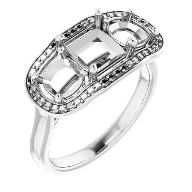 Three-Stone Halo-Style Engagement Ring