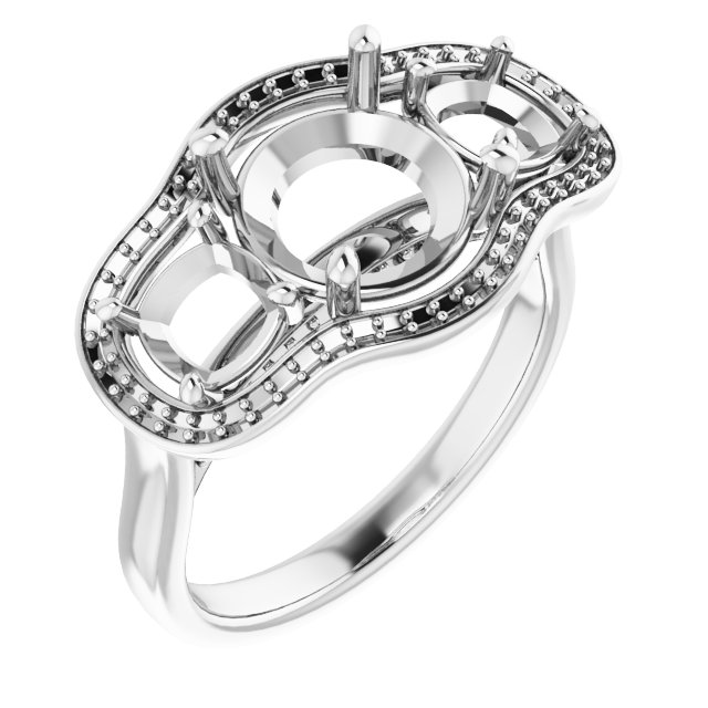 Three-Stone Halo-Style Engagement Ring