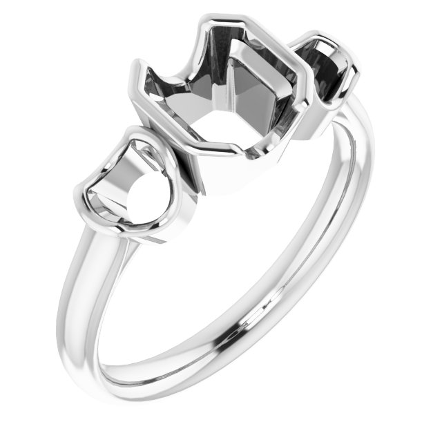Half-Bezel Three-Stone Ring