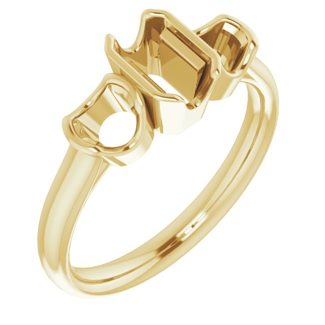Half-Bezel Three-Stone Ring
