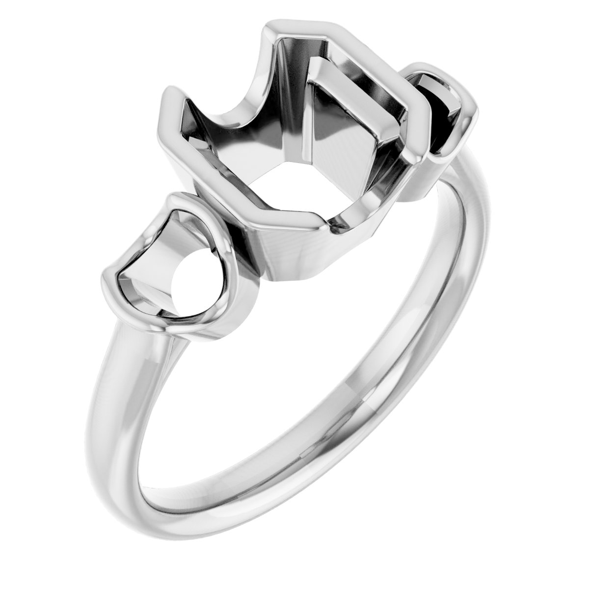 Half-Bezel Three-Stone Ring