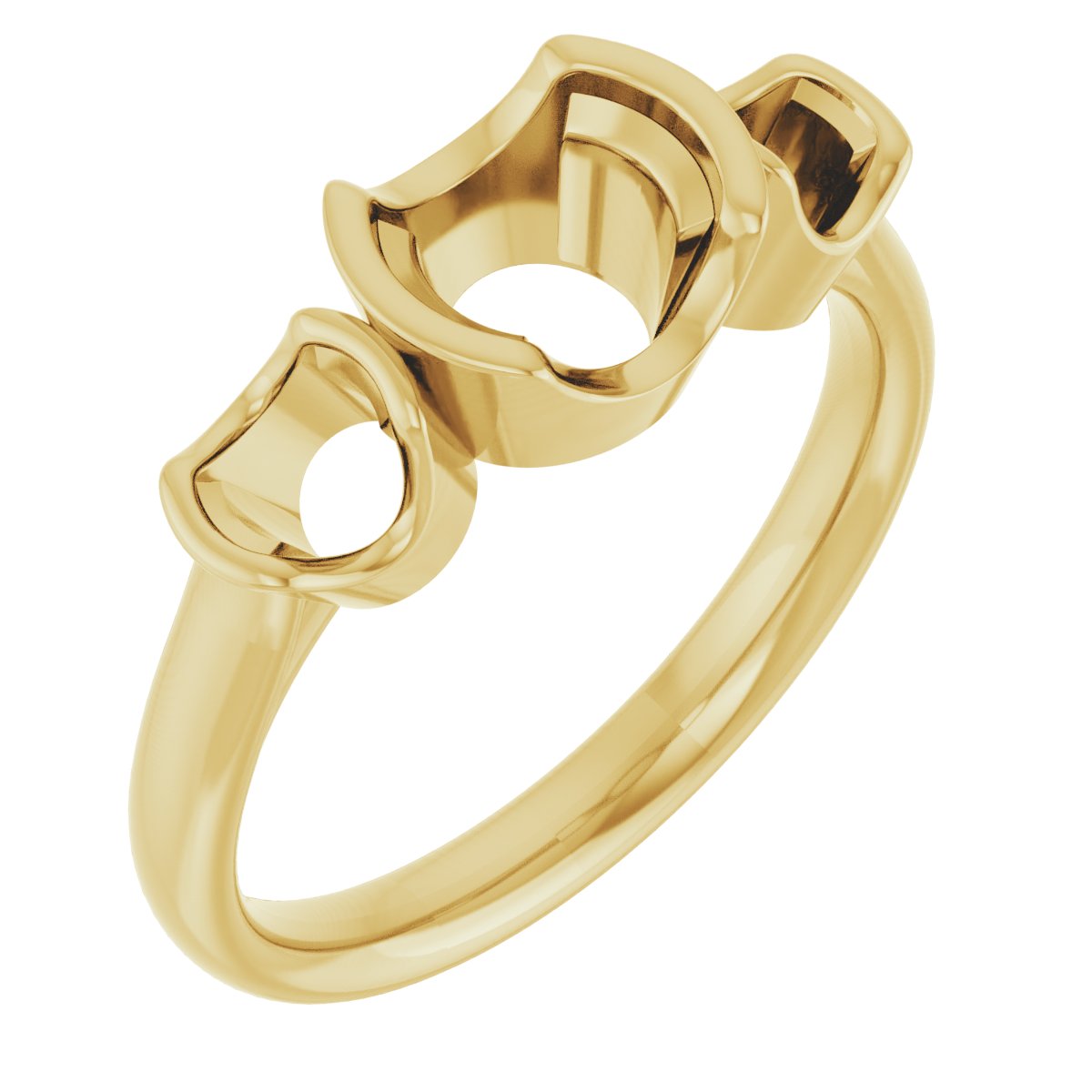 Half-Bezel Three-Stone Ring