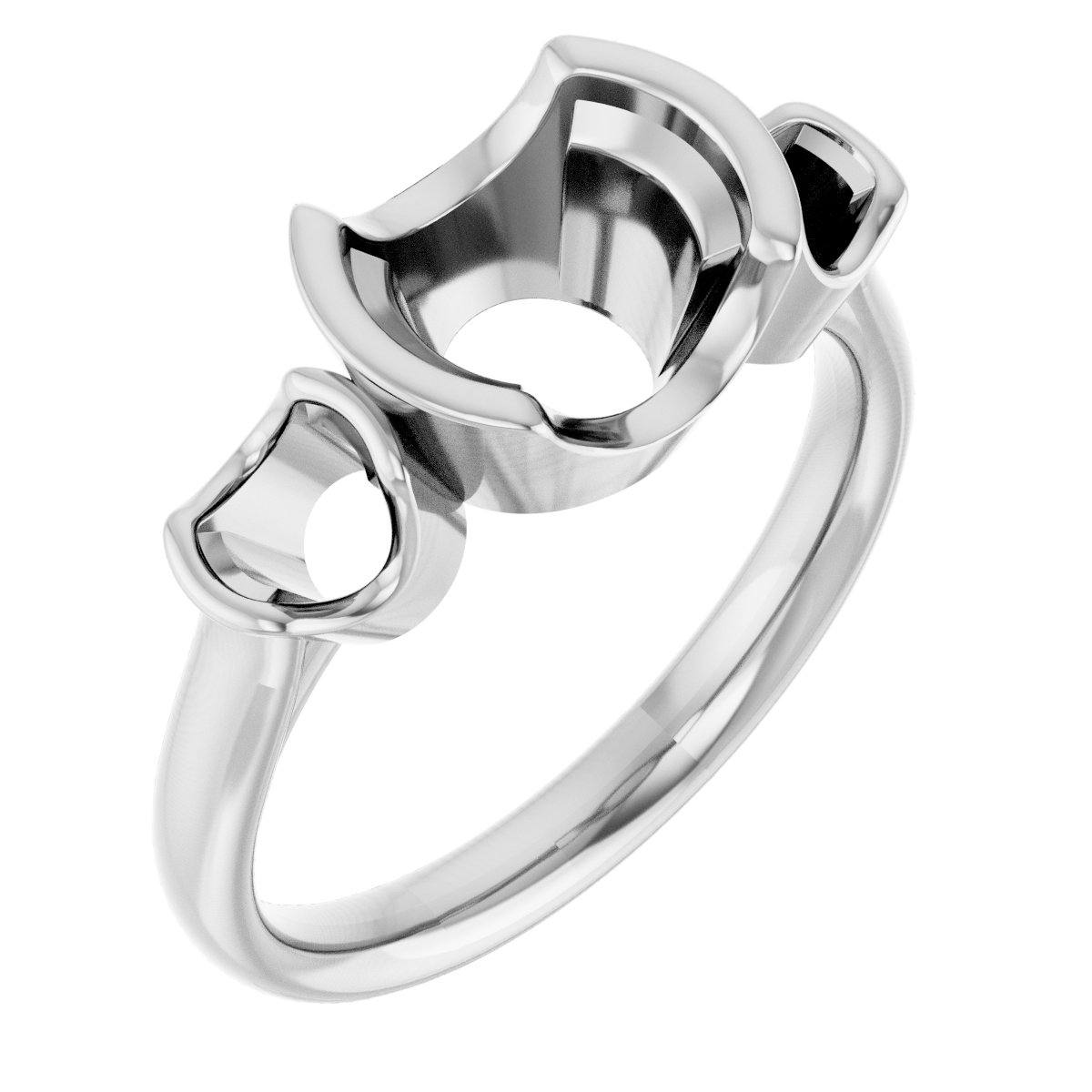 Half-Bezel Three-Stone Ring