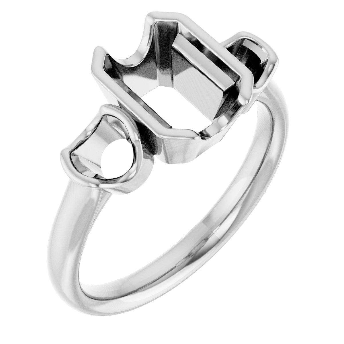 Half-Bezel Three-Stone Ring