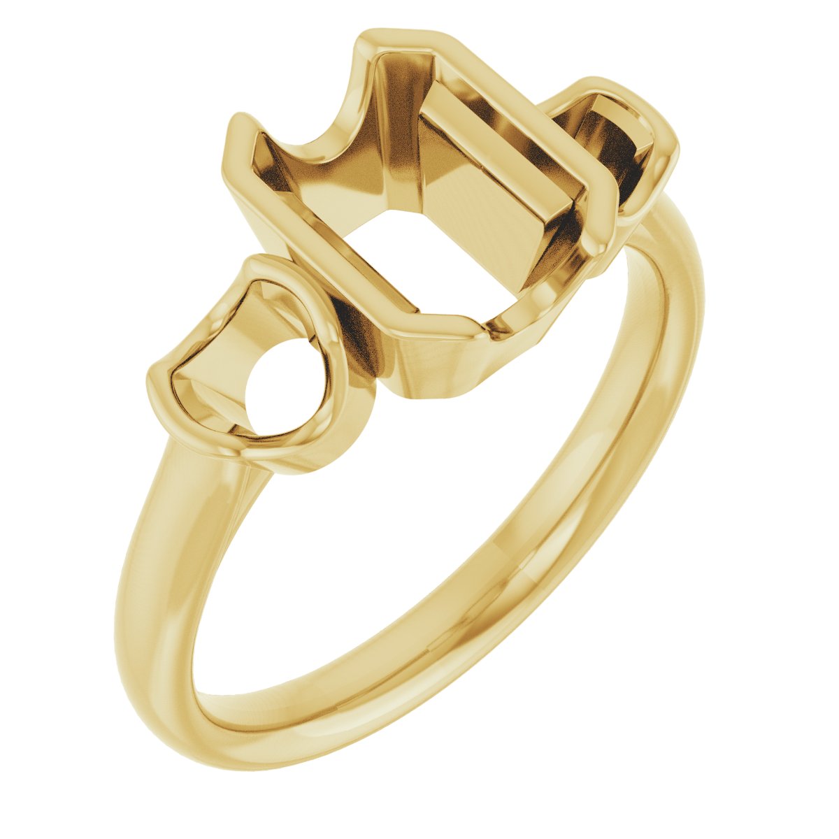 Half-Bezel Three-Stone Ring