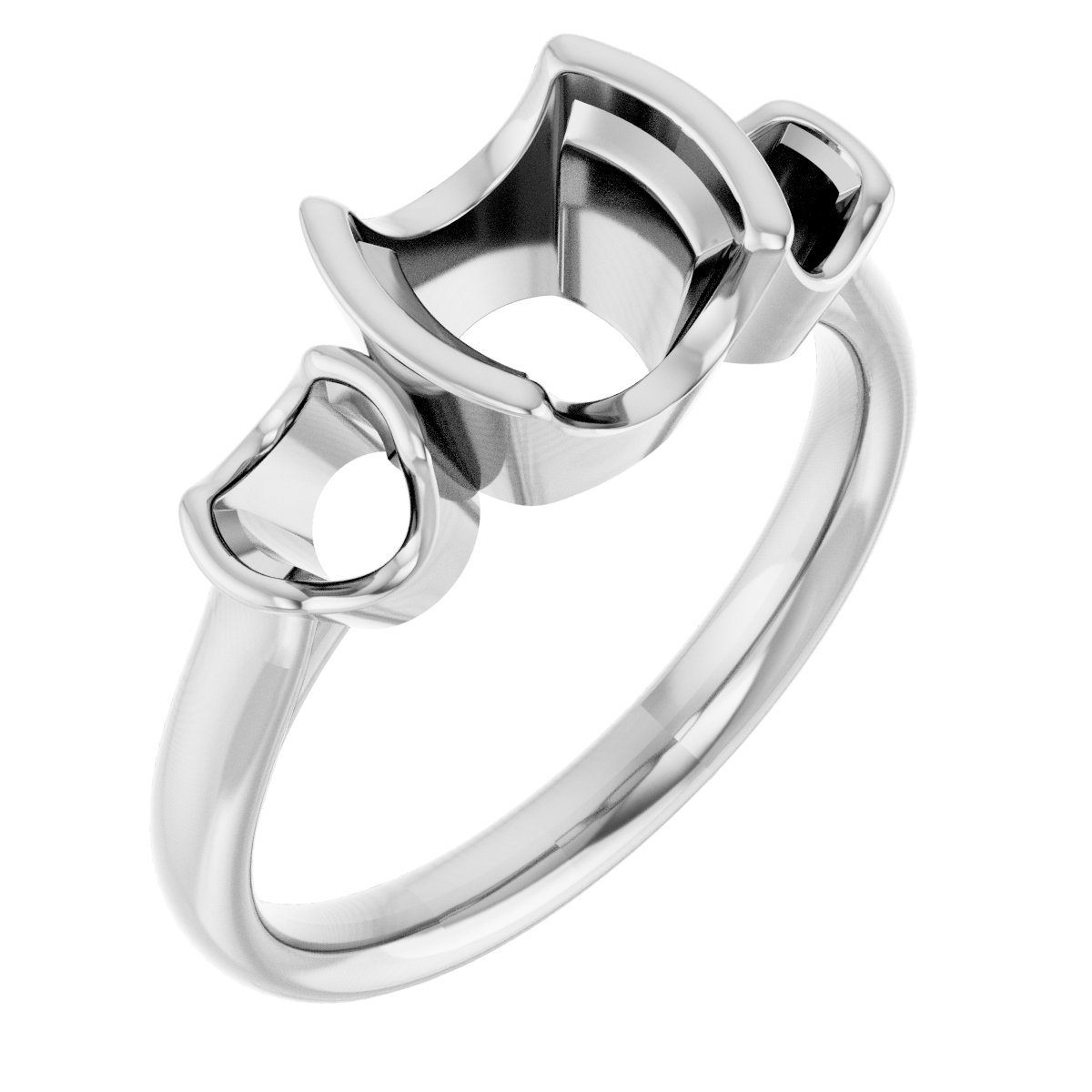 Half-Bezel Three-Stone Ring