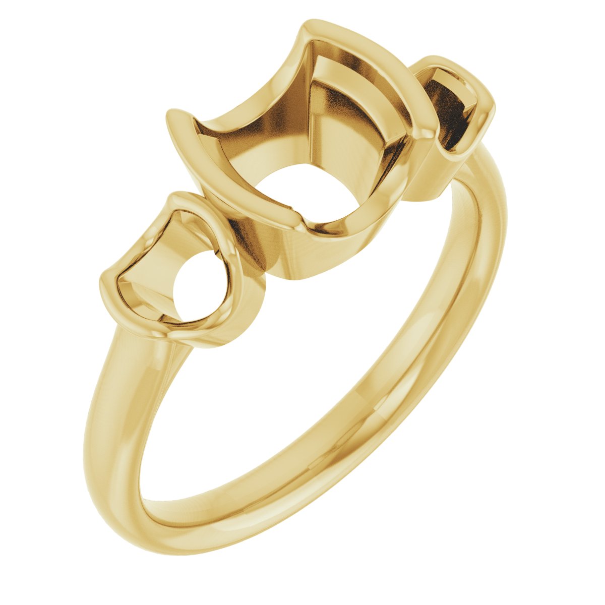 Half-Bezel Three-Stone Ring