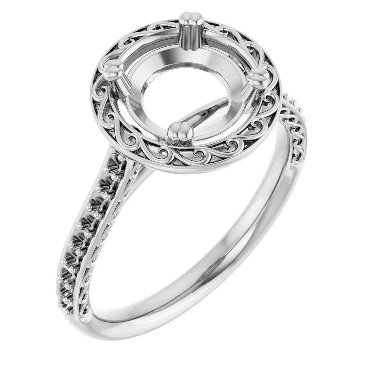 Twin-Prong Accented Engagement Ring