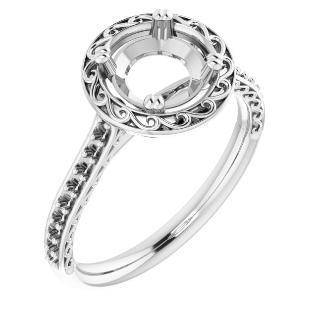 Twin-Prong Accented Engagement Ring