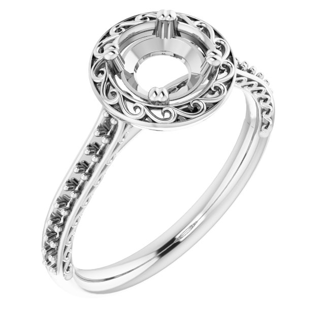 Twin-Prong Accented Engagement Ring