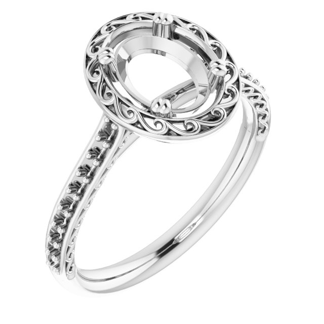 Twin-Prong Accented Engagement Ring