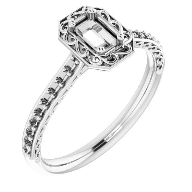 Twin-Prong Accented Engagement Ring