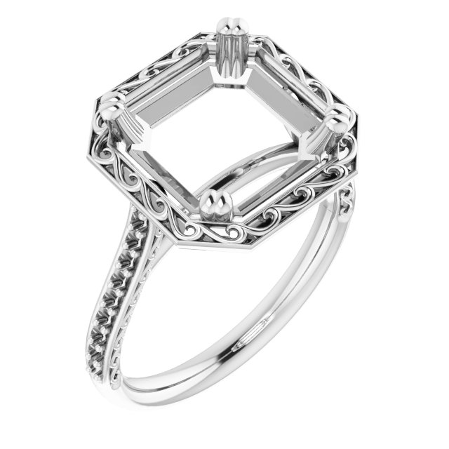 Twin-Prong Accented Engagement Ring