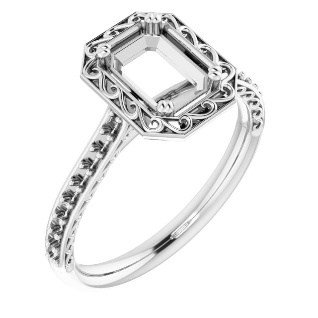 Twin-Prong Accented Engagement Ring