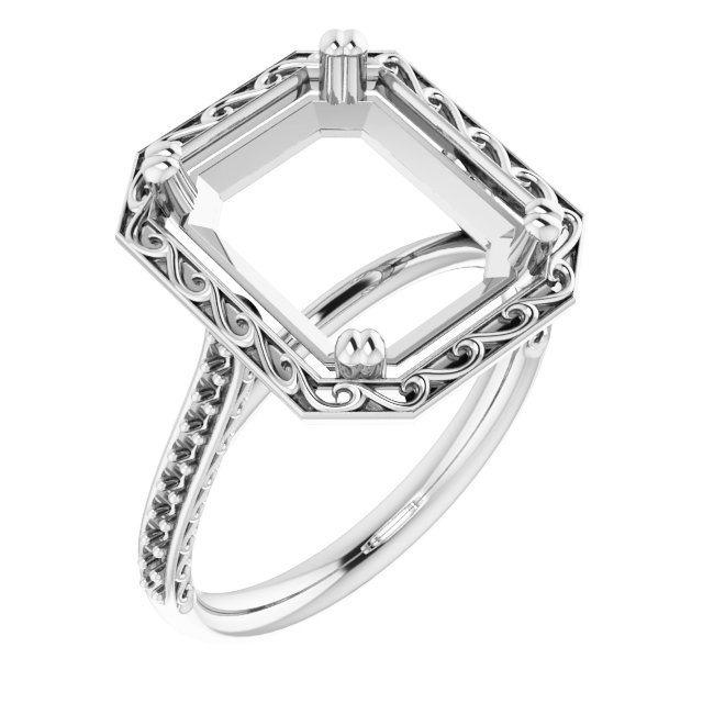 Twin-Prong Accented Engagement Ring