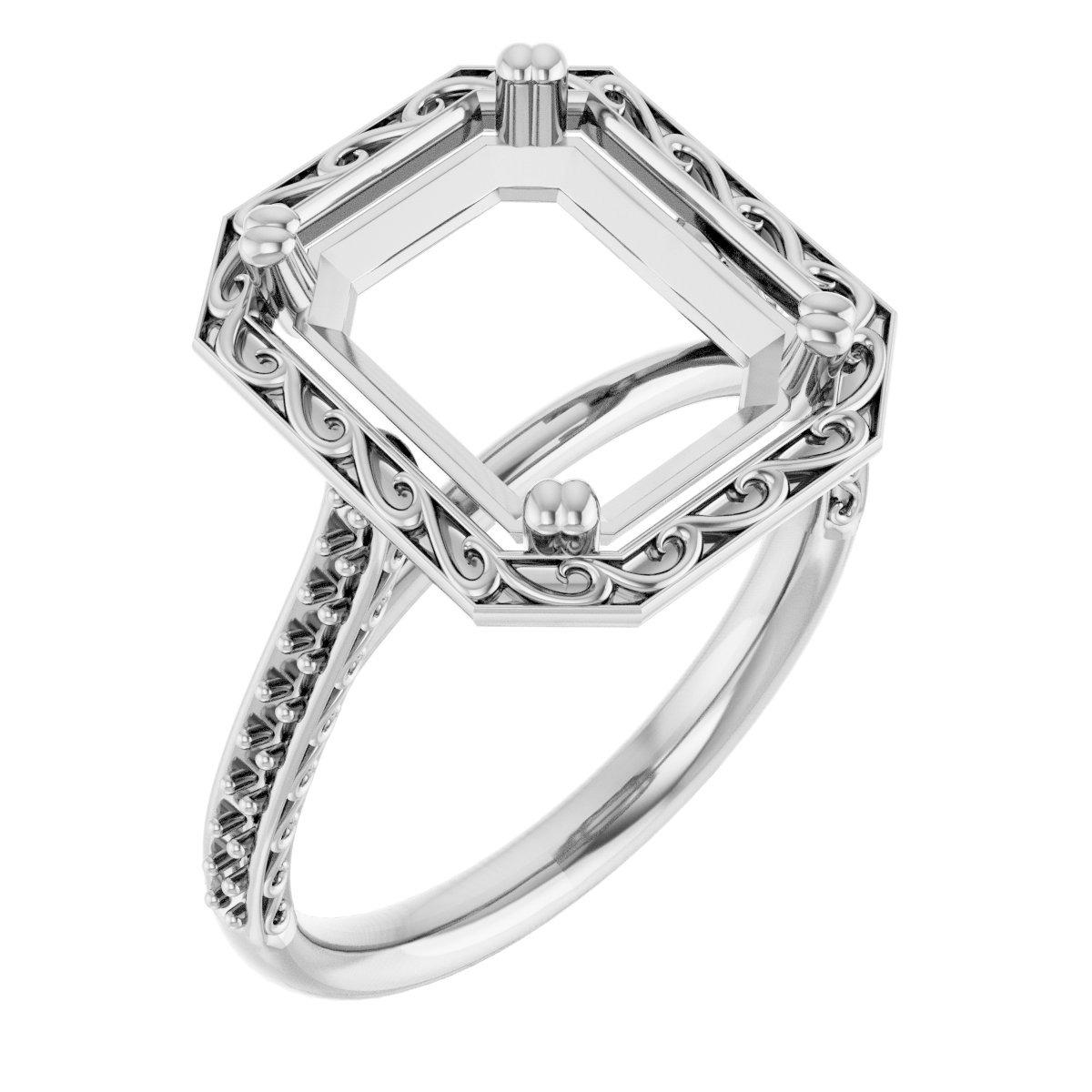 Twin-Prong Accented Engagement Ring