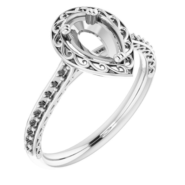 Twin-Prong Accented Engagement Ring