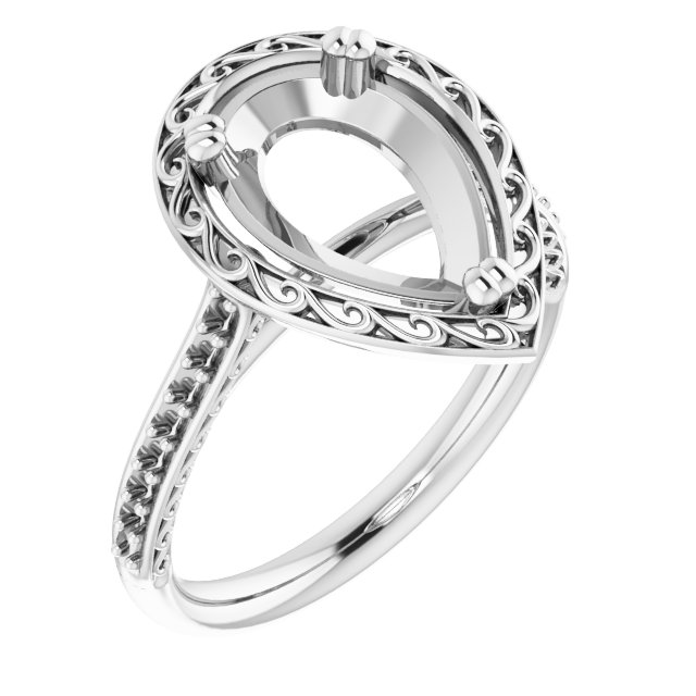 Twin-Prong Accented Engagement Ring
