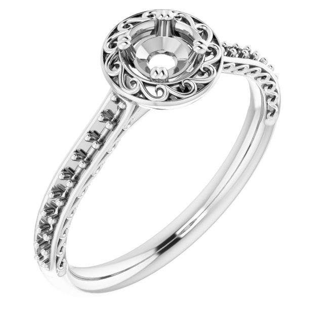 Twin-Prong Accented Engagement Ring