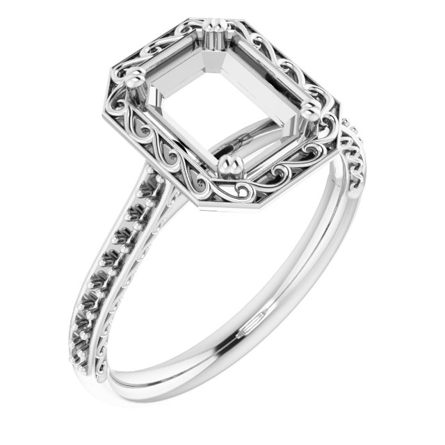Twin-Prong Accented Engagement Ring