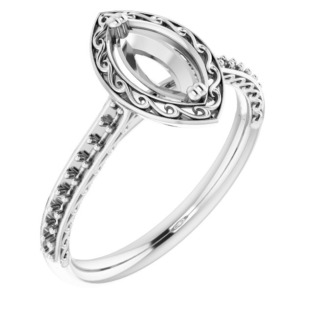 Twin-Prong Accented Engagement Ring