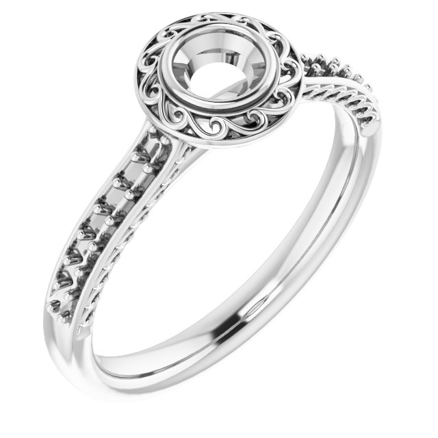 Bezel-Set Accented Scroll Engagement Ring