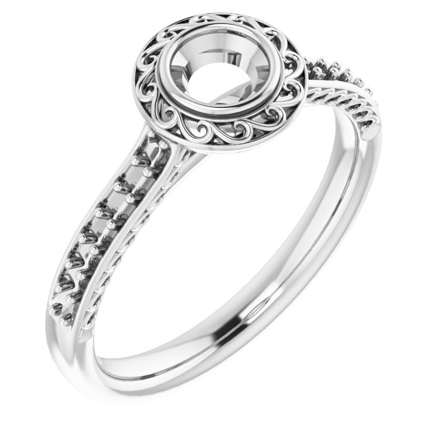 Bezel-Set Accented Scroll Engagement Ring