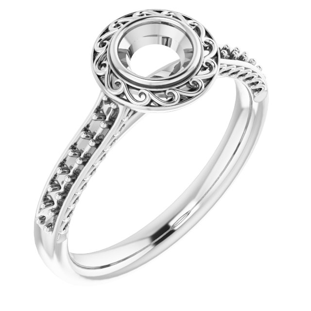 Bezel-Set Accented Scroll Engagement Ring