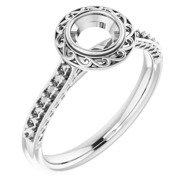 Bezel-Set Accented Scroll Engagement Ring