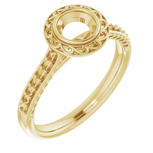 Bezel-Set Accented Scroll Engagement Ring