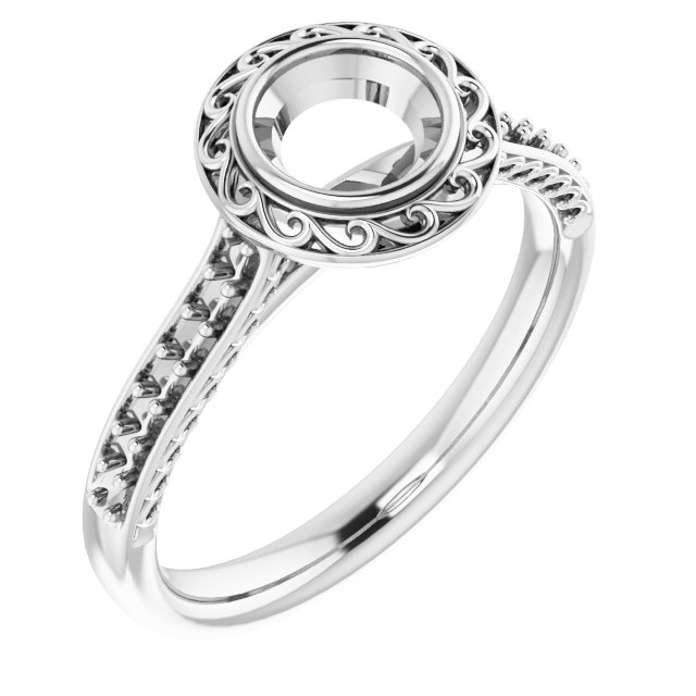 Bezel-Set Accented Scroll Engagement Ring