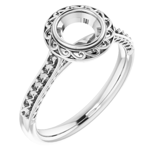 Bezel-Set Accented Scroll Engagement Ring