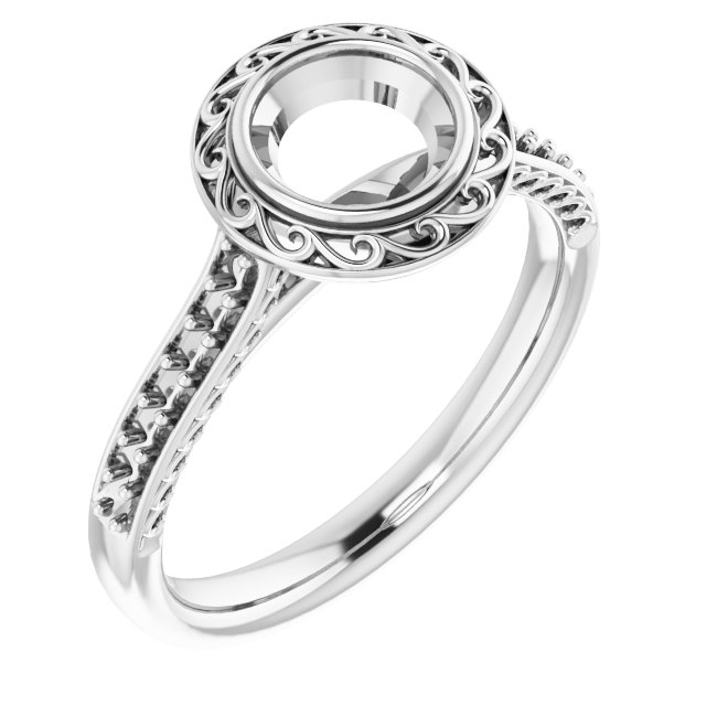 Bezel-Set Accented Scroll Engagement Ring