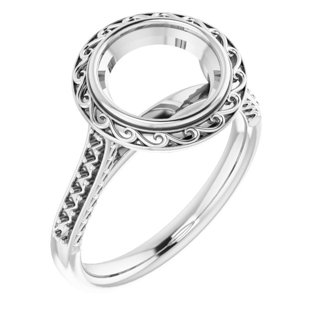Bezel-Set Accented Scroll Engagement Ring