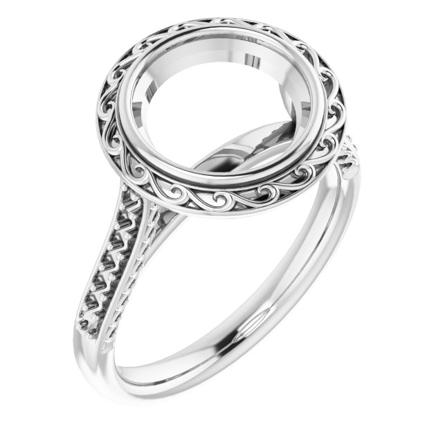 Bezel-Set Accented Scroll Engagement Ring