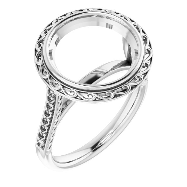 Bezel-Set Accented Scroll Engagement Ring