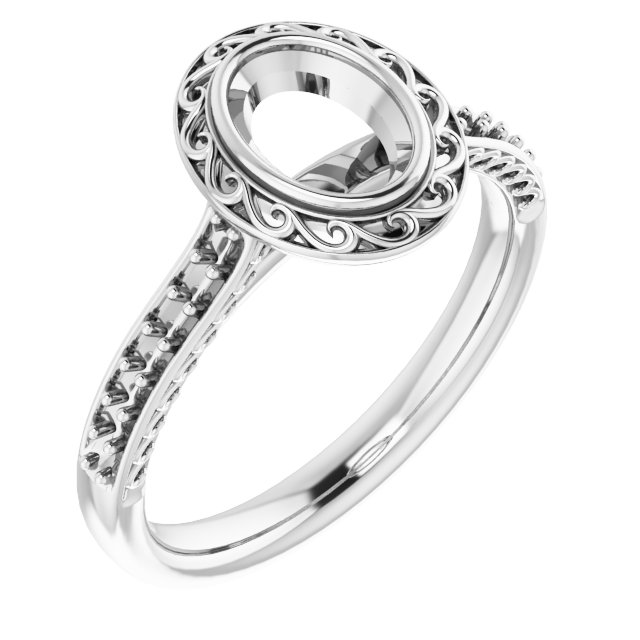 Bezel-Set Accented Scroll Engagement Ring