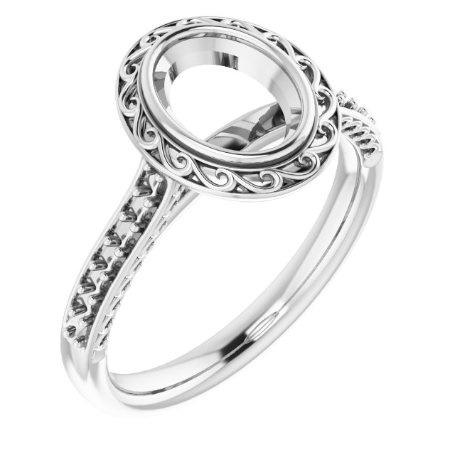 Bezel-Set Accented Scroll Engagement Ring