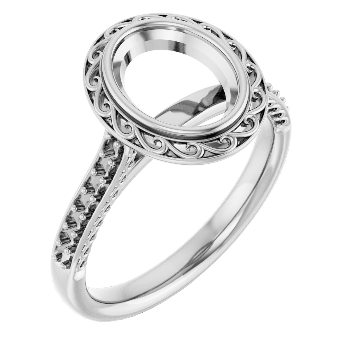 Bezel-Set Accented Scroll Engagement Ring