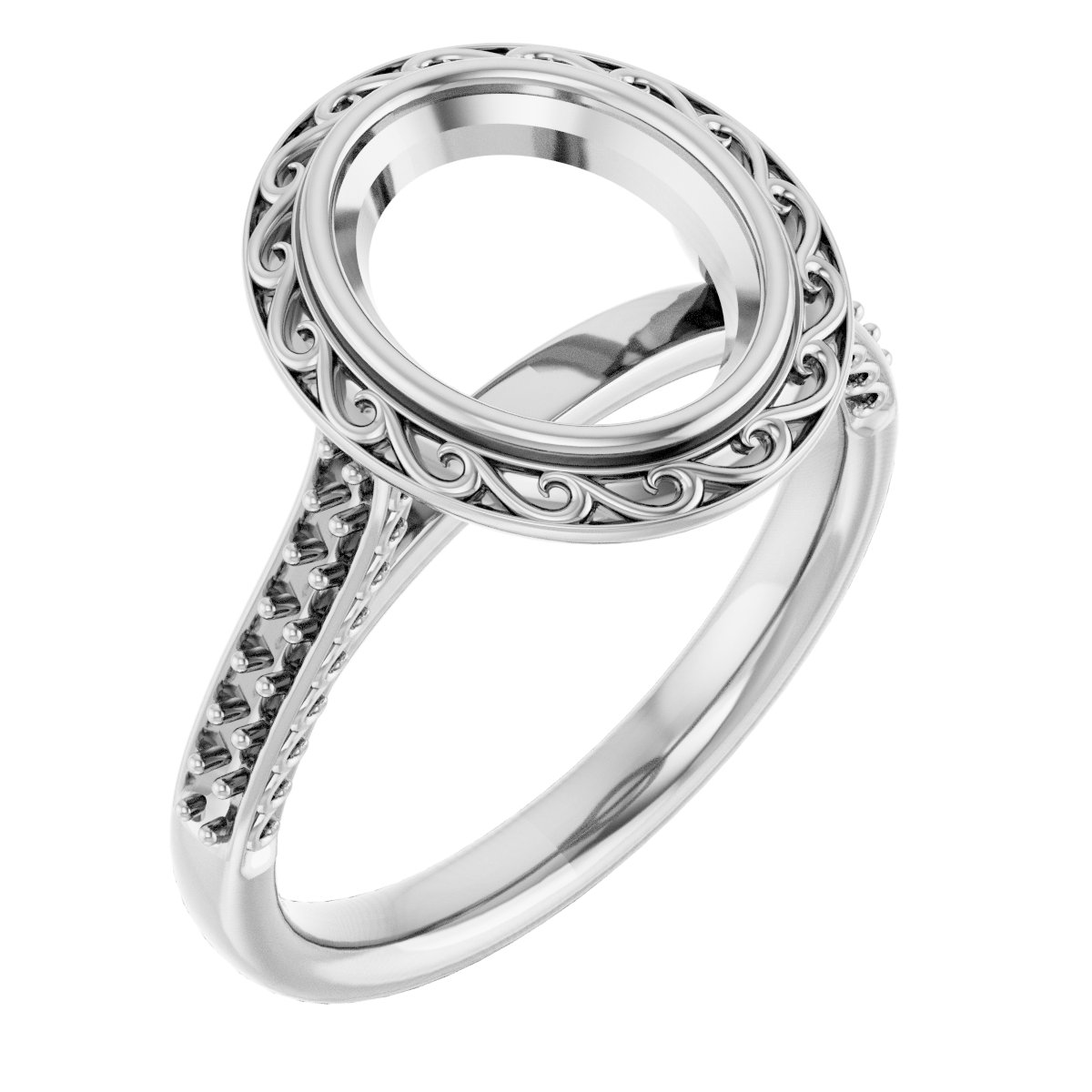 Bezel-Set Accented Scroll Engagement Ring