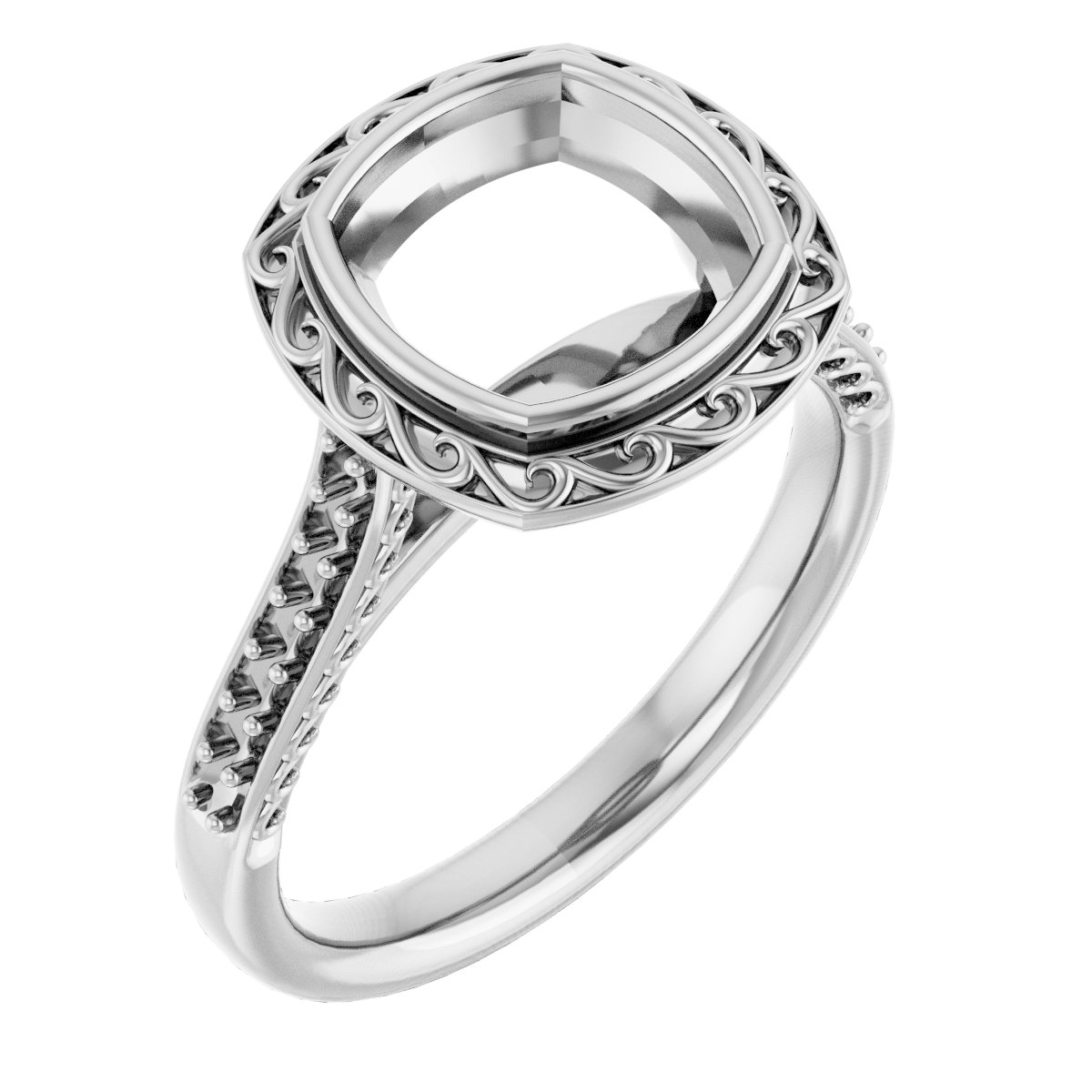 Bezel-Set Accented Scroll Engagement Ring