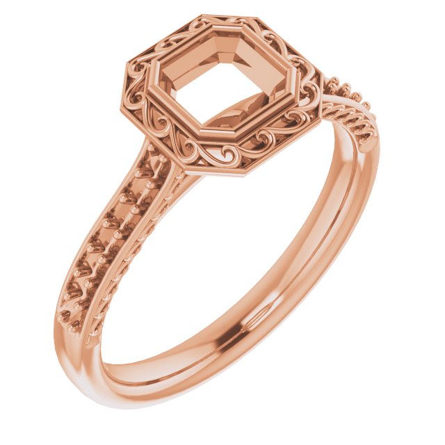 Bezel-Set Accented Scroll Engagement Ring